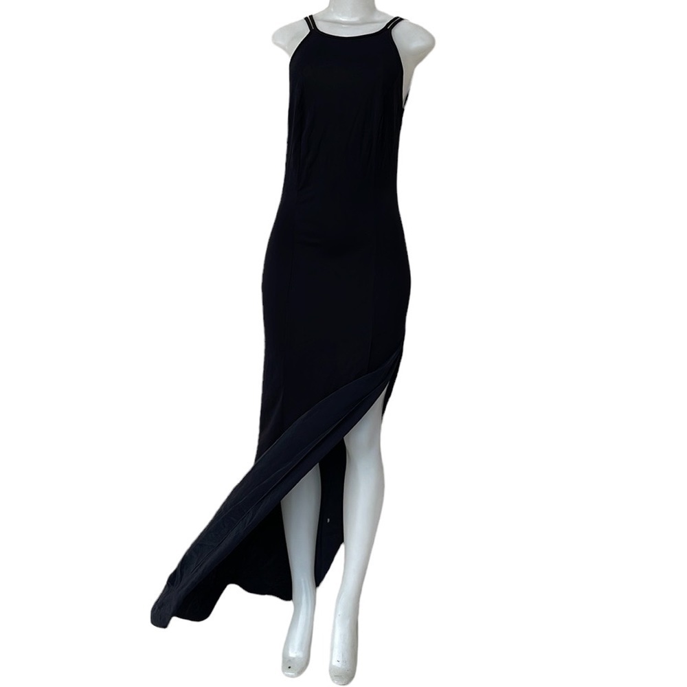 Peace Love World Black Long Sleeveless Dress Open Back Size S Size Slit